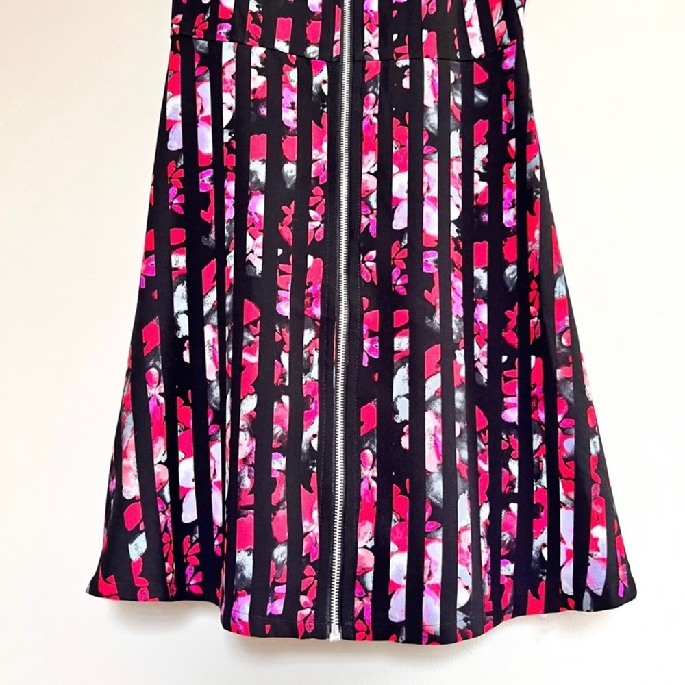 NWOT Forever 21 XS Floral Striped Front Zipper A-line Dress - Picture 8 of 11